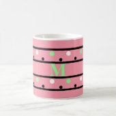 Mug Monogramme vert rose Pois blancs (Centre)