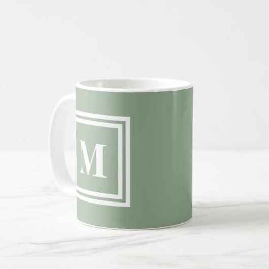 Mug Monogramme vert Sage moderne (Devant gauche)