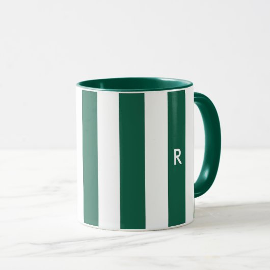 Mug Monogramme vert simple de Noël (Devant droit)