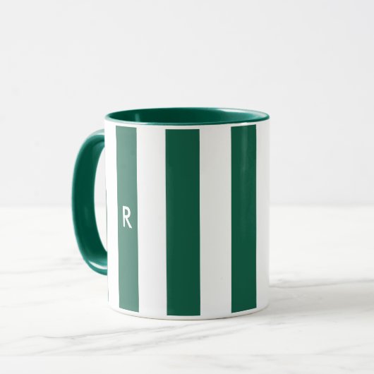 Mug Monogramme vert simple de Noël (Devant gauche)