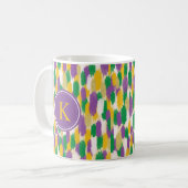 Mug Monogramme vert violet jaune brosse Motif (Devant gauche)