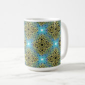 Mug Monogramme Victorian Golden Trim Aqua Arrière - pl (Devant droit)