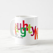 Mug Monogramme vilain de typographie de Noël drôle (Devant gauche)