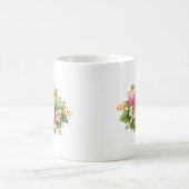 Mug Monogramme Vintage Asters Bouquet rose Jaune Musiq (Centre)