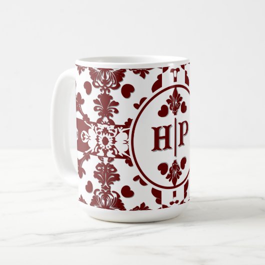 Mug Monogramme vintage Damas (Devant gauche)