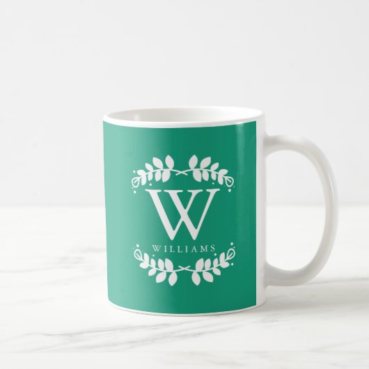 Mug Monogramme Vintage Emerald Green (Droite)