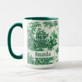 Mug monogramme vintage fleuri vert toile jouy (Gauche)