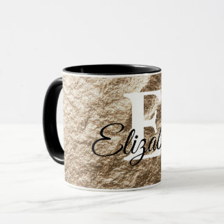 Mug Monogramme vintage typographie or écroulé papier