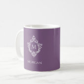 Mug Monogramme Violet Poussiéreux Nom & Initiale de Bl (Devant gauche)
