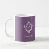 Mug Monogramme Violet Poussiéreux Nom & Initiale de Bl (Gauche)