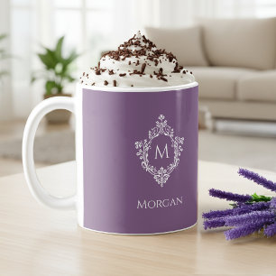 Mug Monogramme Violet Poussiéreux Nom & Initiale de Bl