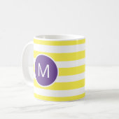 Mug Monogramme violet rayé Jaune (Couleurs Personnalis (Devant gauche)