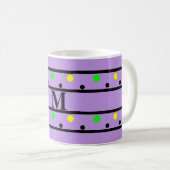 Mug Monogramme violet vert jaune Pois (Devant droit)
