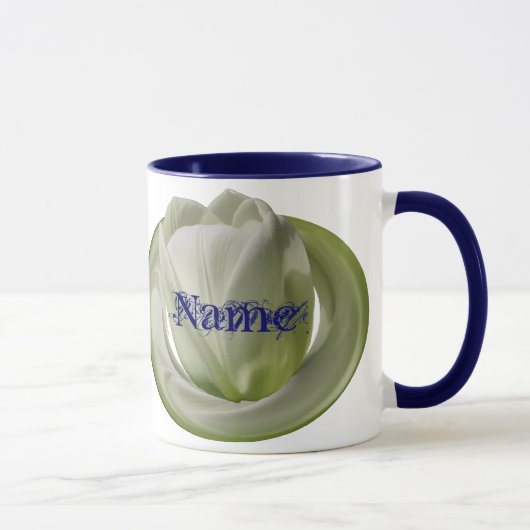 Mug Monogramme Votre Nom Fleur De Tulipe Personnalisé (Droite)