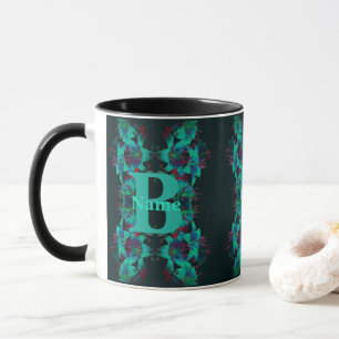 Mug Monogramme Votre Nom Initial Art Lily Personnalisé