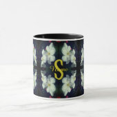 Mug Monogramme Votre Nom Initial Clématite Art Floral (Centre)