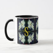 Mug Monogramme Votre Nom Initial Clématite Art Floral (Gauche)