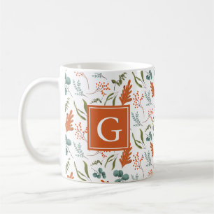 Mug Monogramme Whimsical Automne Motif Botaniques
