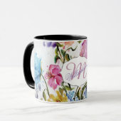 Mug Monogramme Whimsical Floral et Papillons (Devant gauche)