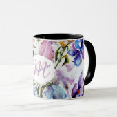 Mug Monogramme Whimsical Floral et Papillons (Devant droit)