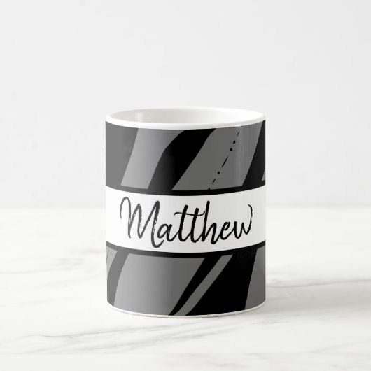 Mug Monogramme Zebra Grey Black & White Cadeau (Centre)