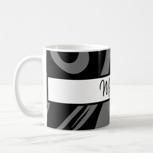 Mug Monogramme Zebra Grey Black & White Cadeau (Gauche)