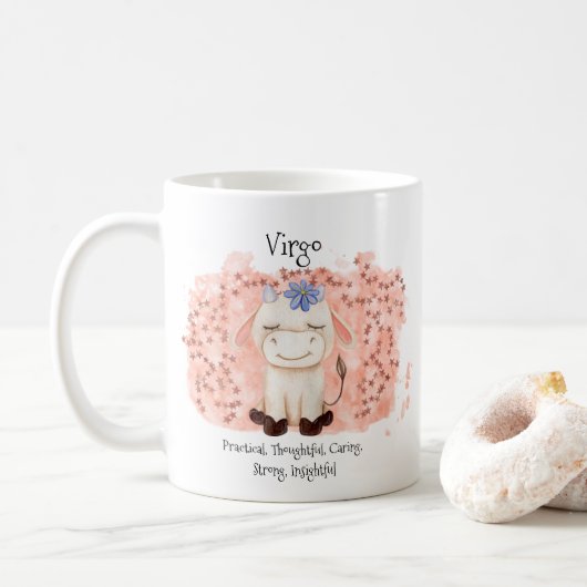 Mug Monogramme zodiaque de couleur d'eau mûre Virgo Ma (Avec donut)