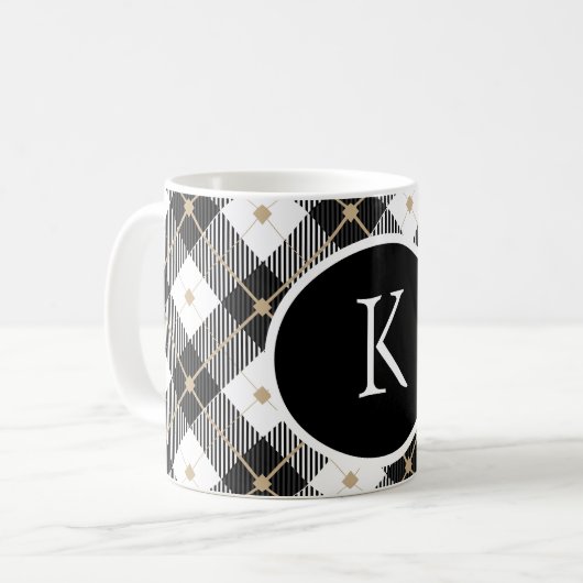 Mug Monogrammed Black White Gold (Devant gauche)