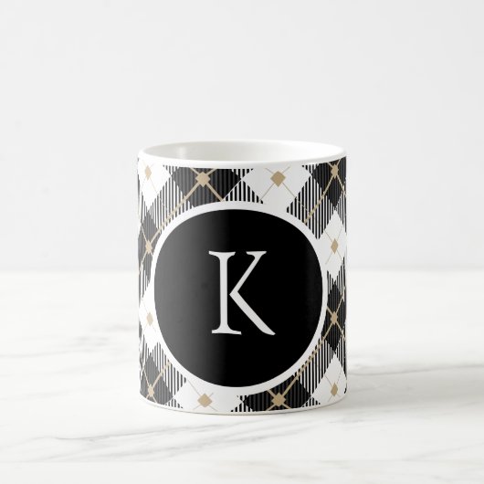 Mug Monogrammed Black White Gold (Centre)