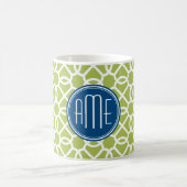 Mug Monogrammes à motif géométrique bleu et vert citro (Centre)