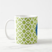 Mug Monogrammes à motif géométrique bleu et vert citro (Gauche)