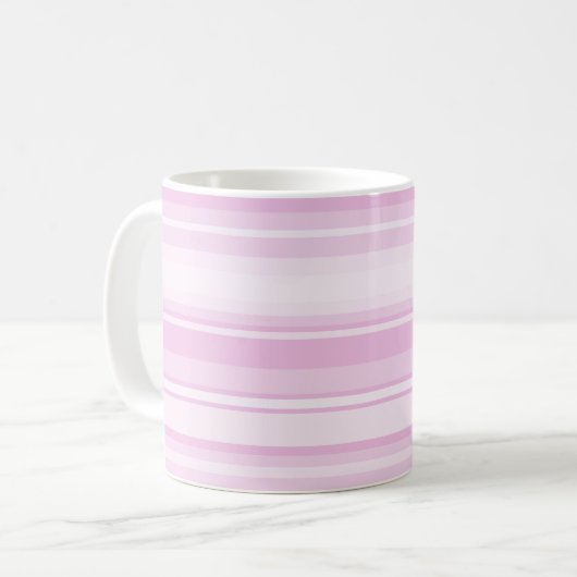 Mug Monogrammes à rayures roses pour bébé (Devant gauche)