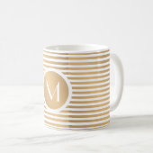 Mug Monogrammes Gold & White Stripes (Devant droit)