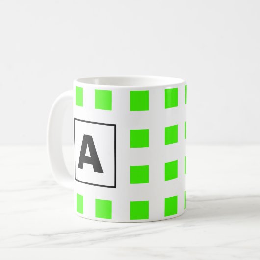 Mug Monogrammes initial Nil vert Carrelage Motif Blanc (Devant gauche)