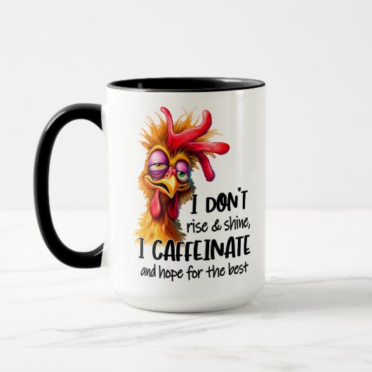 Mug Monographie d'art de mot d'art de coq drôle (Gauche)