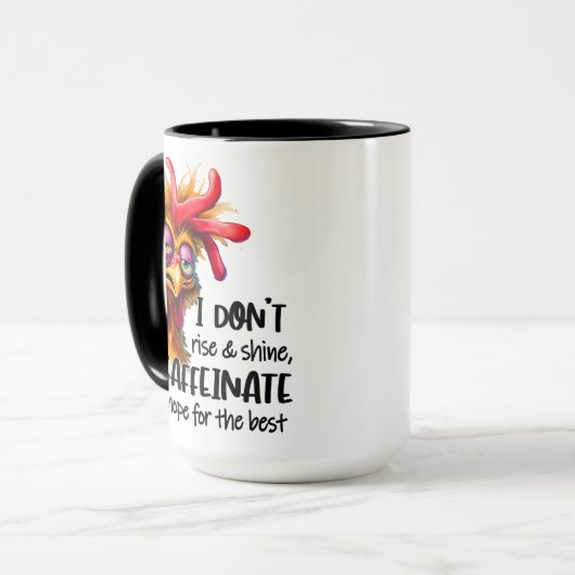 Mug Monographie d'art de mot d'art de coq drôle (Devant gauche)