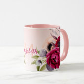 Mug Monographie de fleurs romantiques en or rose (Devant droit)