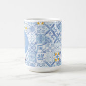 Mug Monographie de fruit de citron, carreau bleu (Centre)