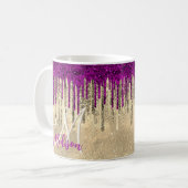 Mug Monographie de gouttes d'or et de rose chaud (Devant gauche)