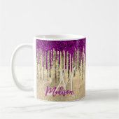 Mug Monographie de gouttes d'or et de rose chaud (Gauche)
