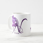 Mug Monographie de nom Natalie personnalisée à fleurs  (Devant gauche)