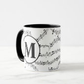 Mug Monographie de note de musique noire et blanche (Devant gauche)
