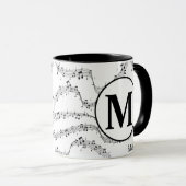 Mug Monographie de note de musique noire et blanche (Devant droit)