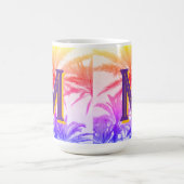 Mug monographie de palmier couché de soleil (Centre)