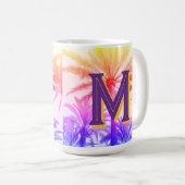 Mug monographie de palmier couché de soleil (Devant droit)