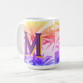 Mug monographie de palmier couché de soleil (Devant gauche)