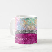 Mug Monographie de parties scintillant en argent rose (Devant gauche)