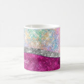 Mug Monographie de parties scintillant en argent rose (Centre)