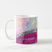 Mug Monographie de parties scintillant en argent rose (Gauche)