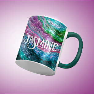 Mug Monographie de Parties scintillant rose blanc ondu